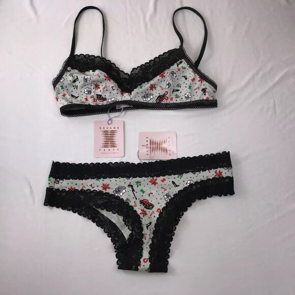 New NWT Rihanna SAVAGE Fenty Lingerie Panty Bra Underwear Set Sexy Christmas S - Picture 10 of 12